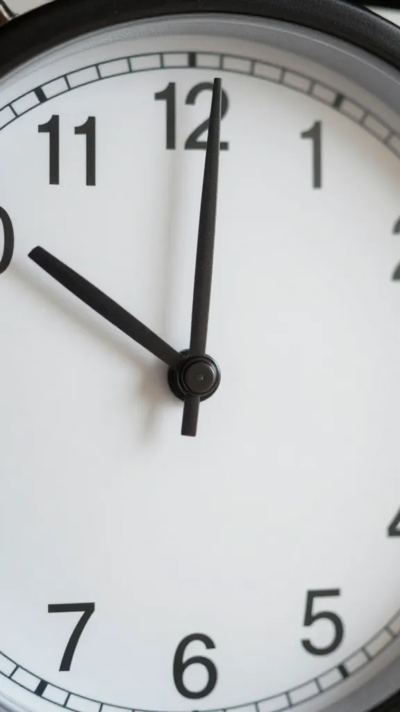 Closeup of a clock showing mid-morning time with a subtle self-care item nearby