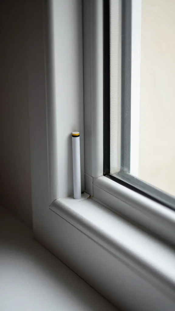 Closeup caulking seal on a drafty window frame